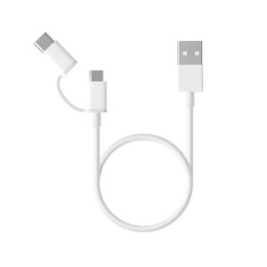 Cabo Dados Xiaomi Mi Charging 2 em 1 Micro USB para Tipo-C 30cm Branco