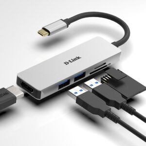 Hub USB Tipo-C D-Link para 2x USB 3.0/ HDMI/ Leitor de Cartão SD Cinzento (DUB-M530)