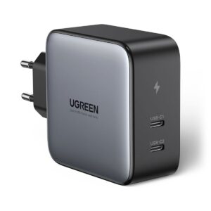 Adaptador de Corrente Ugreen CD254 2x USB Tipo-C 100W PD Preto